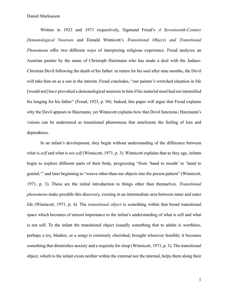 First page of Interpreting Religious Experience.