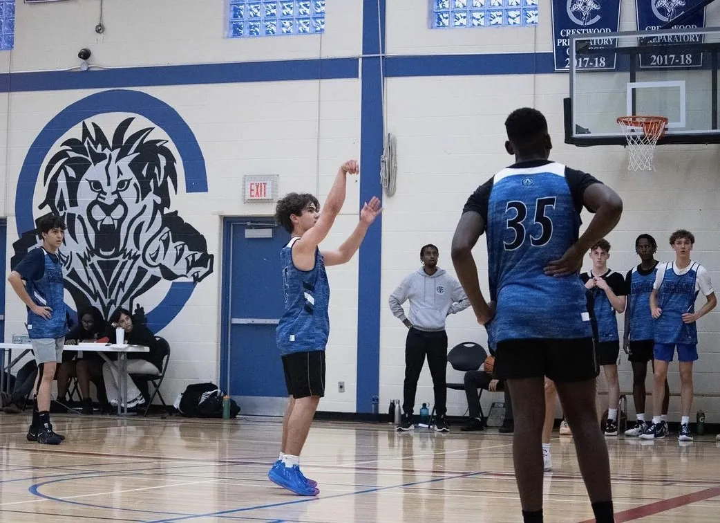 Daniel shooting a free throw during a basketball game.