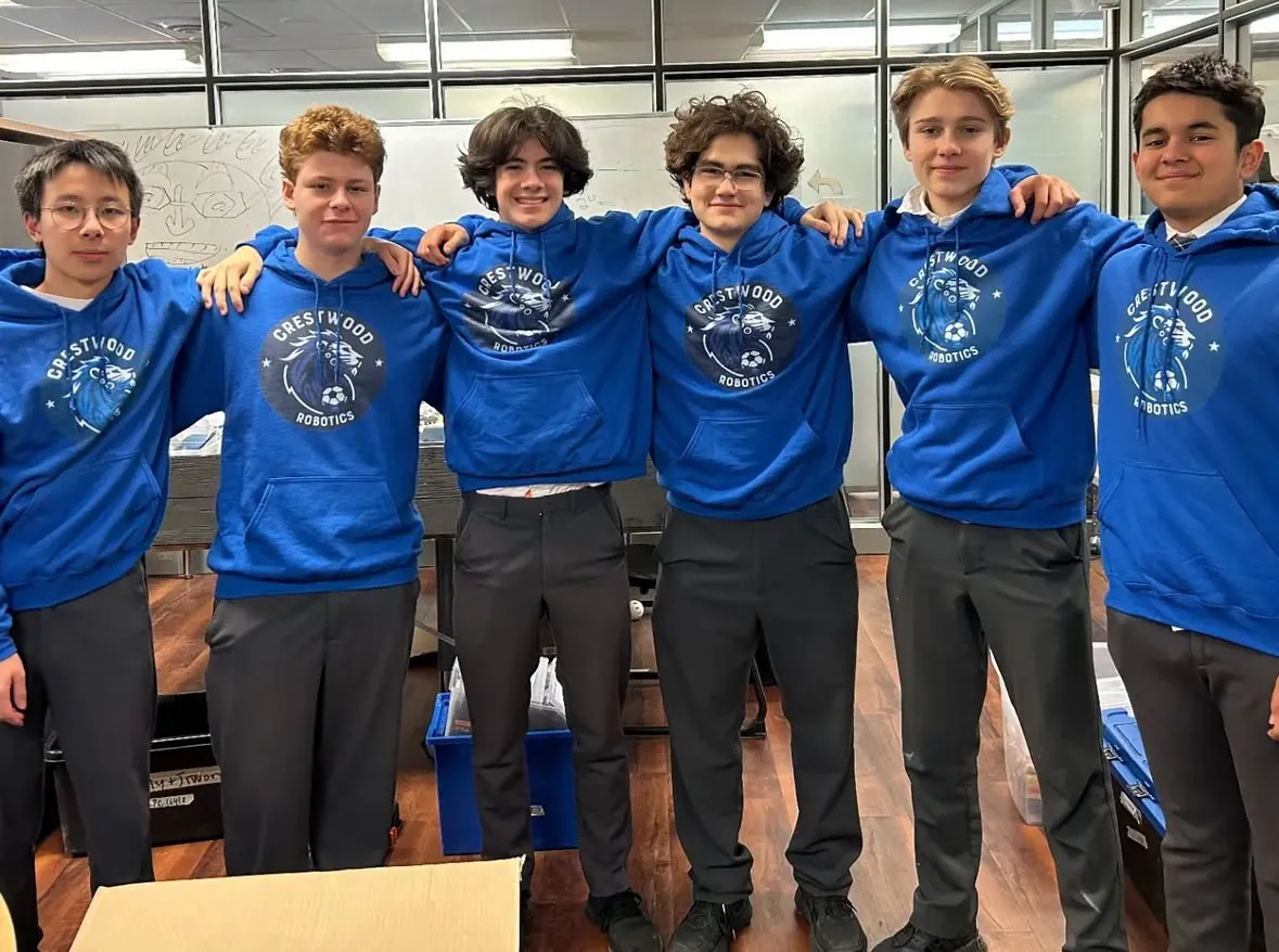 Members of the Crestwood robotics team together in 2024.